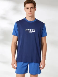 Pyrex Pigiama corto da uomo in cotone - blu