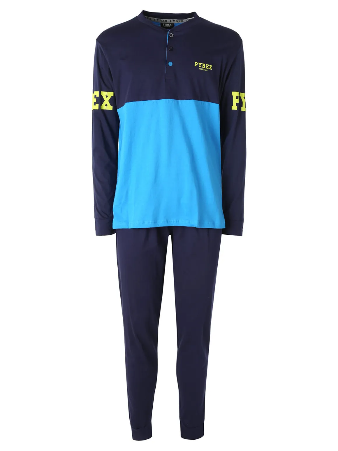 Pyrex Pigiama lungo da uomo in cotone - blu