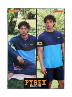 Pyrex Pigiama lungo da uomo in cotone - blu
