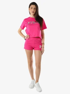 Pyrex Shorts donna in cotone con logo - fucsia