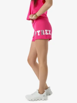 Pyrex Shorts donna in cotone con logo - fucsia