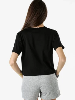 Pyrex T-shirt cropped da donna con logo - nero