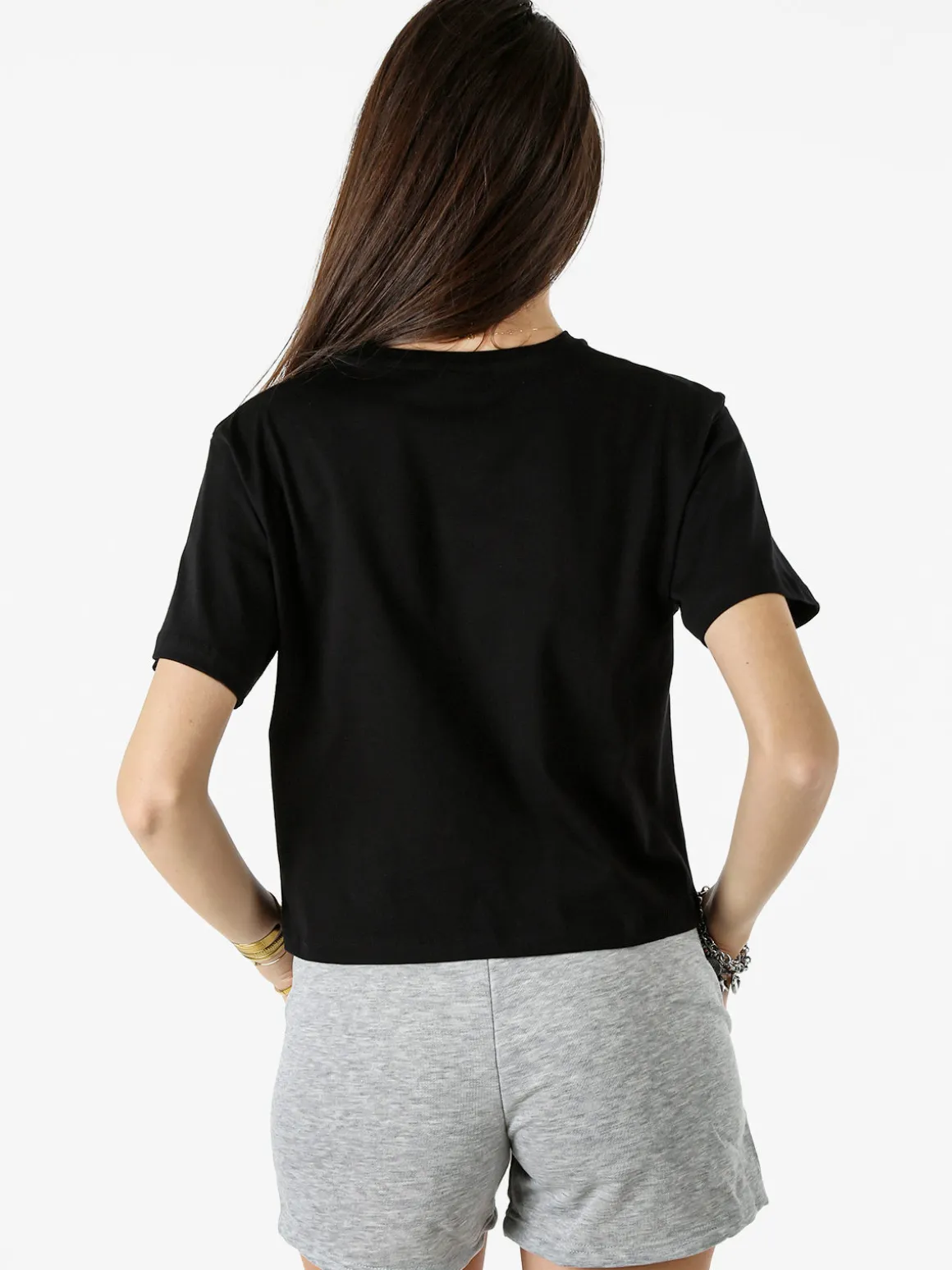 Pyrex T-shirt cropped da donna con logo - nero