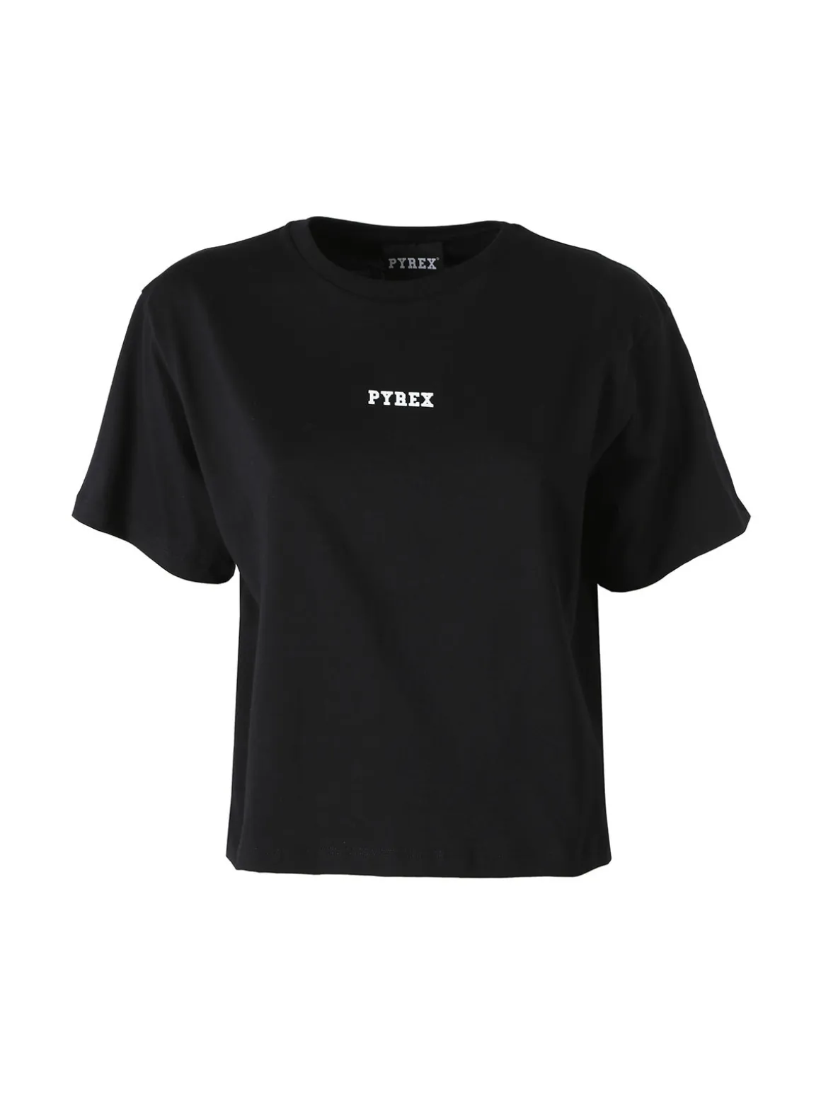 Pyrex T-shirt cropped da donna con logo - nero