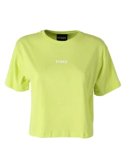 Pyrex T-shirt cropped da donna con logo - mela