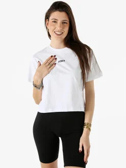 Pyrex T-shirt cropped da donna con logo - bianco