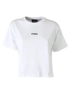 Pyrex T-shirt cropped da donna con logo - bianco