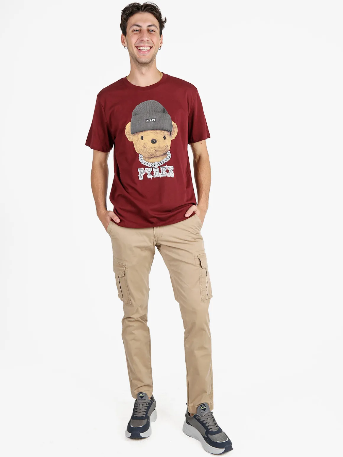 Pyrex T-shirt da uomo in cotone - bordeaux