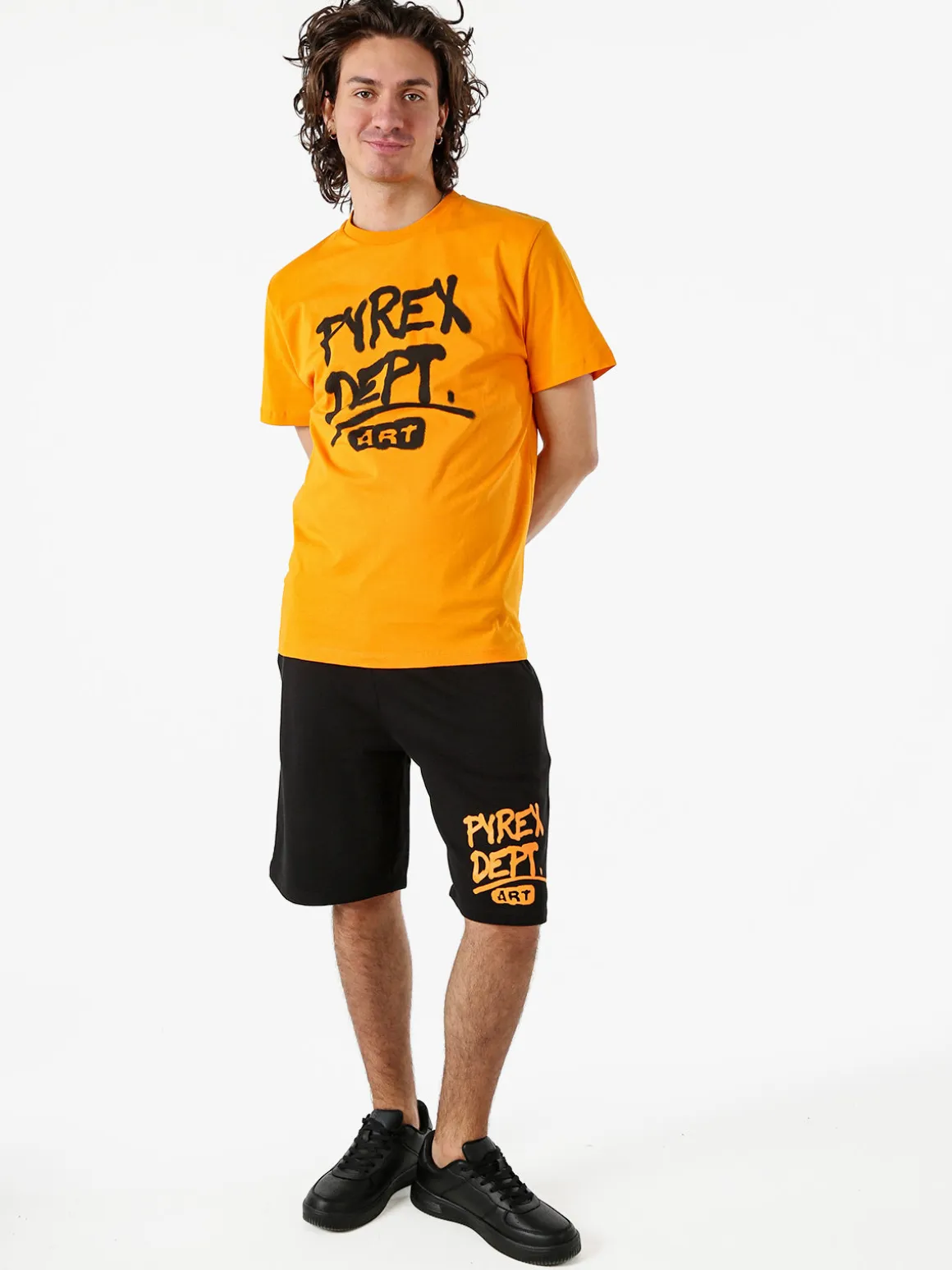 Pyrex T-shirt da uomo in cotone con logo - arancione