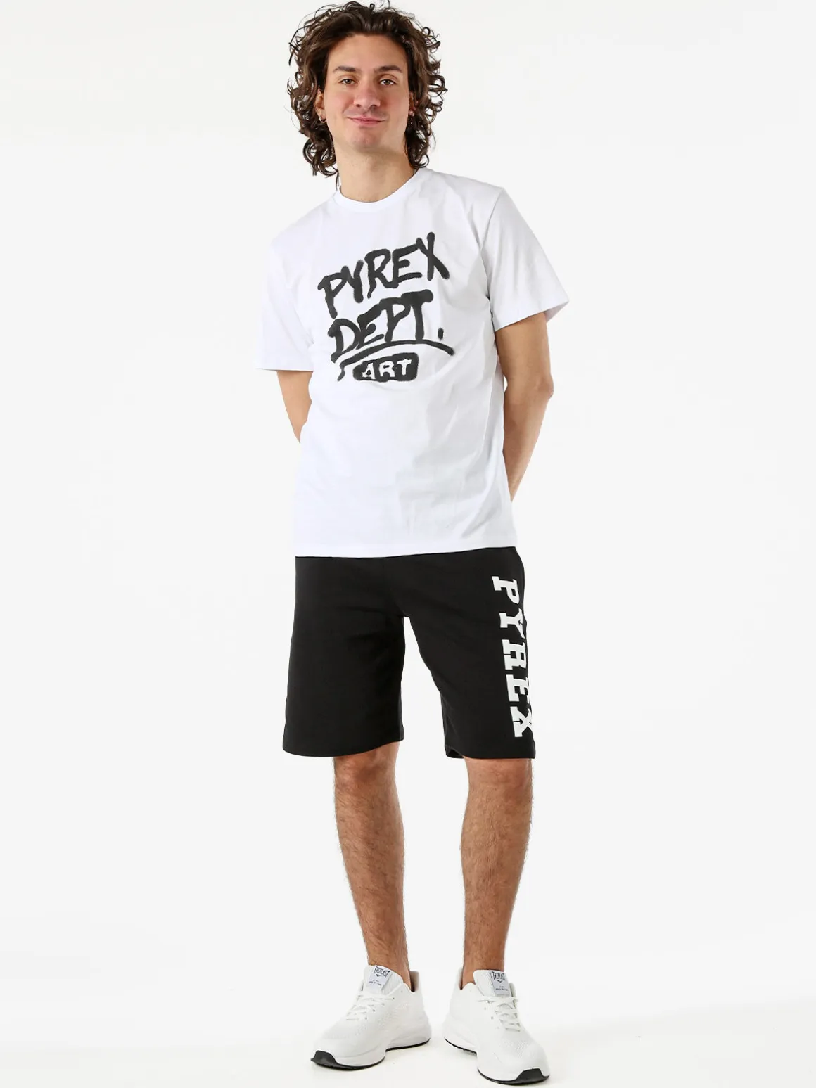 Pyrex T-shirt da uomo in cotone con logo - bianco