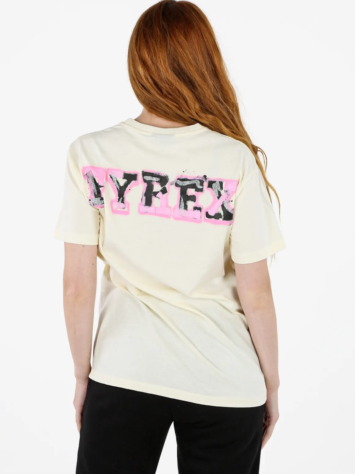 Pyrex T-shirt donna con stampa logo sul retro - panna