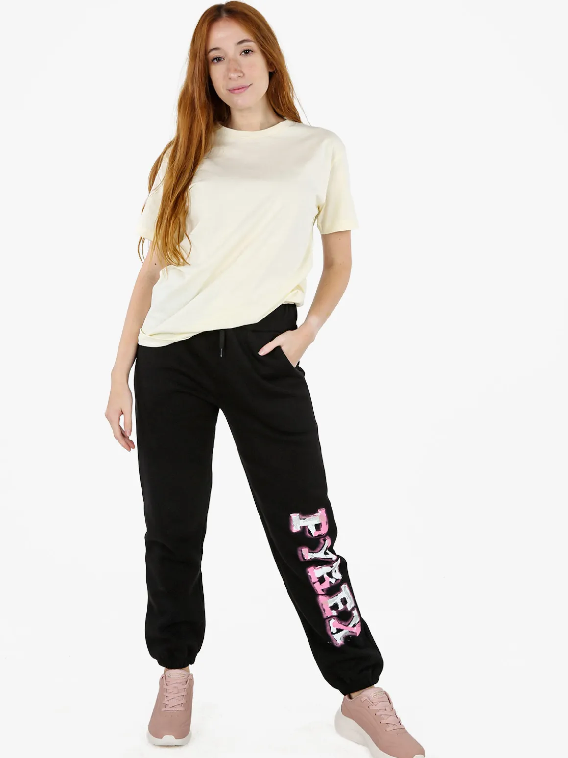 Pyrex T-shirt donna con stampa logo sul retro - panna