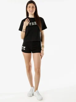 Pyrex T-shirt donna cropped con logo - nero