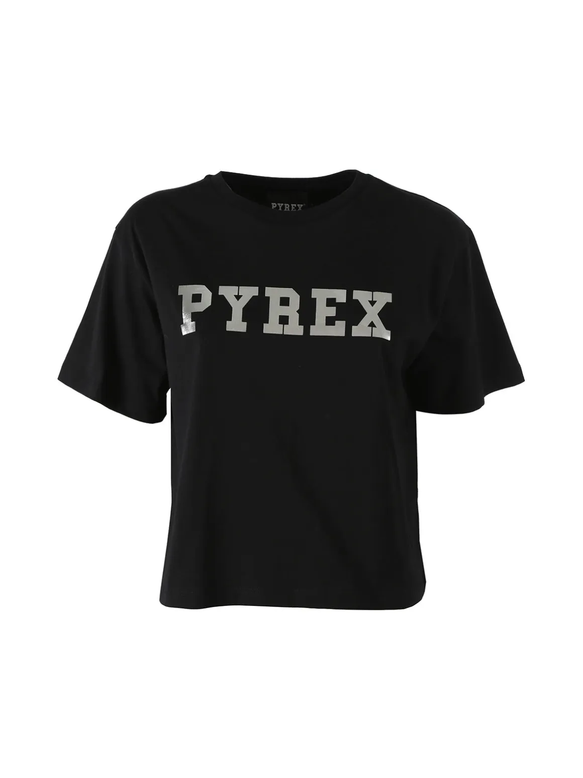 Pyrex T-shirt donna cropped con logo - nero