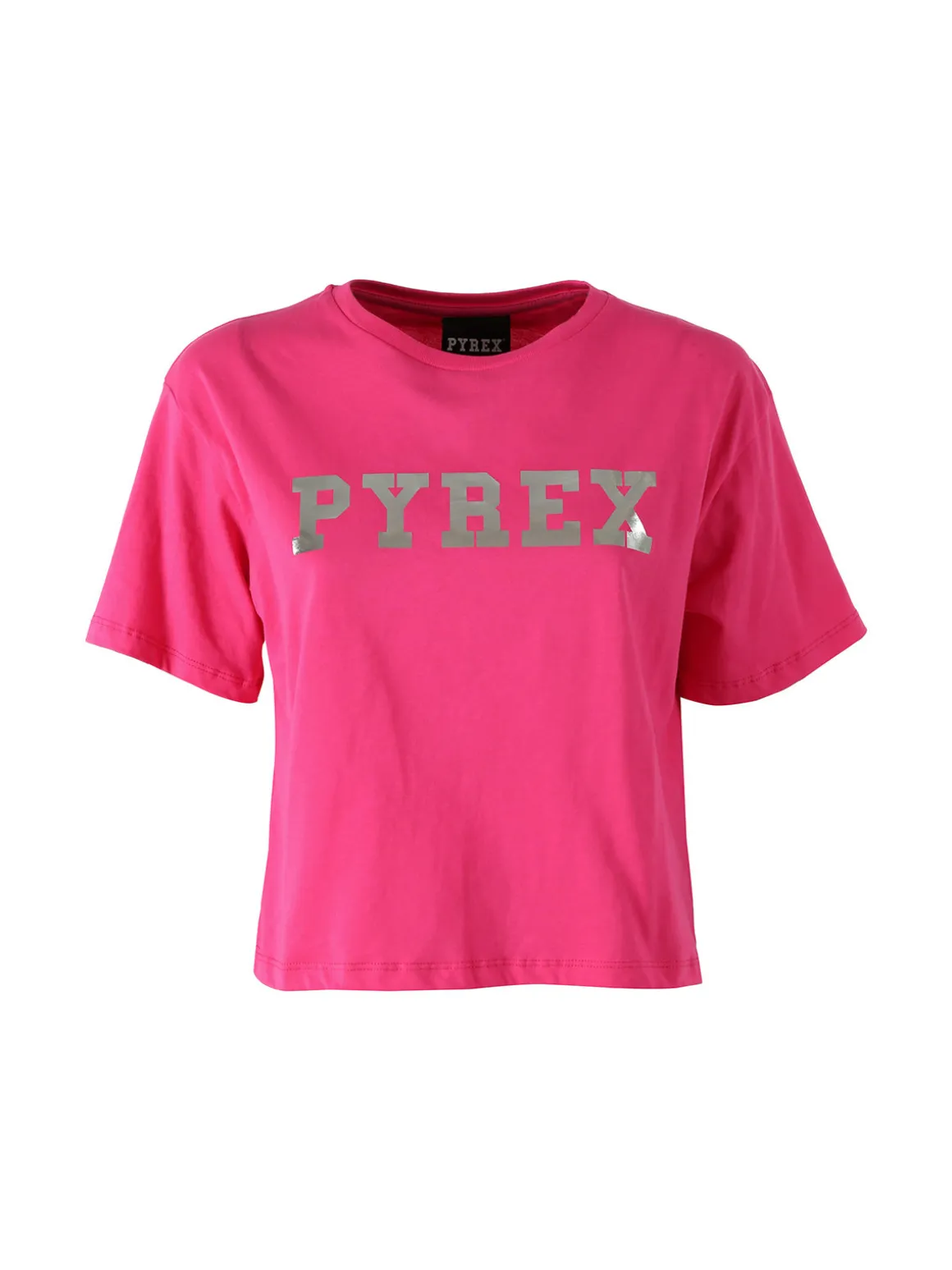 Pyrex T-shirt donna cropped con logo - fucsia