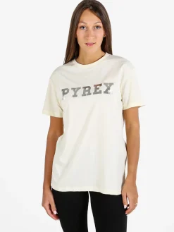 Pyrex T-shirt donna in cotone con logo - panna
