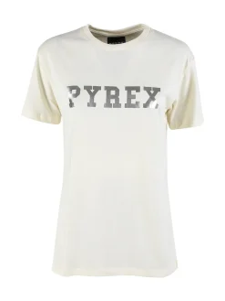 Pyrex T-shirt donna in cotone con logo - panna
