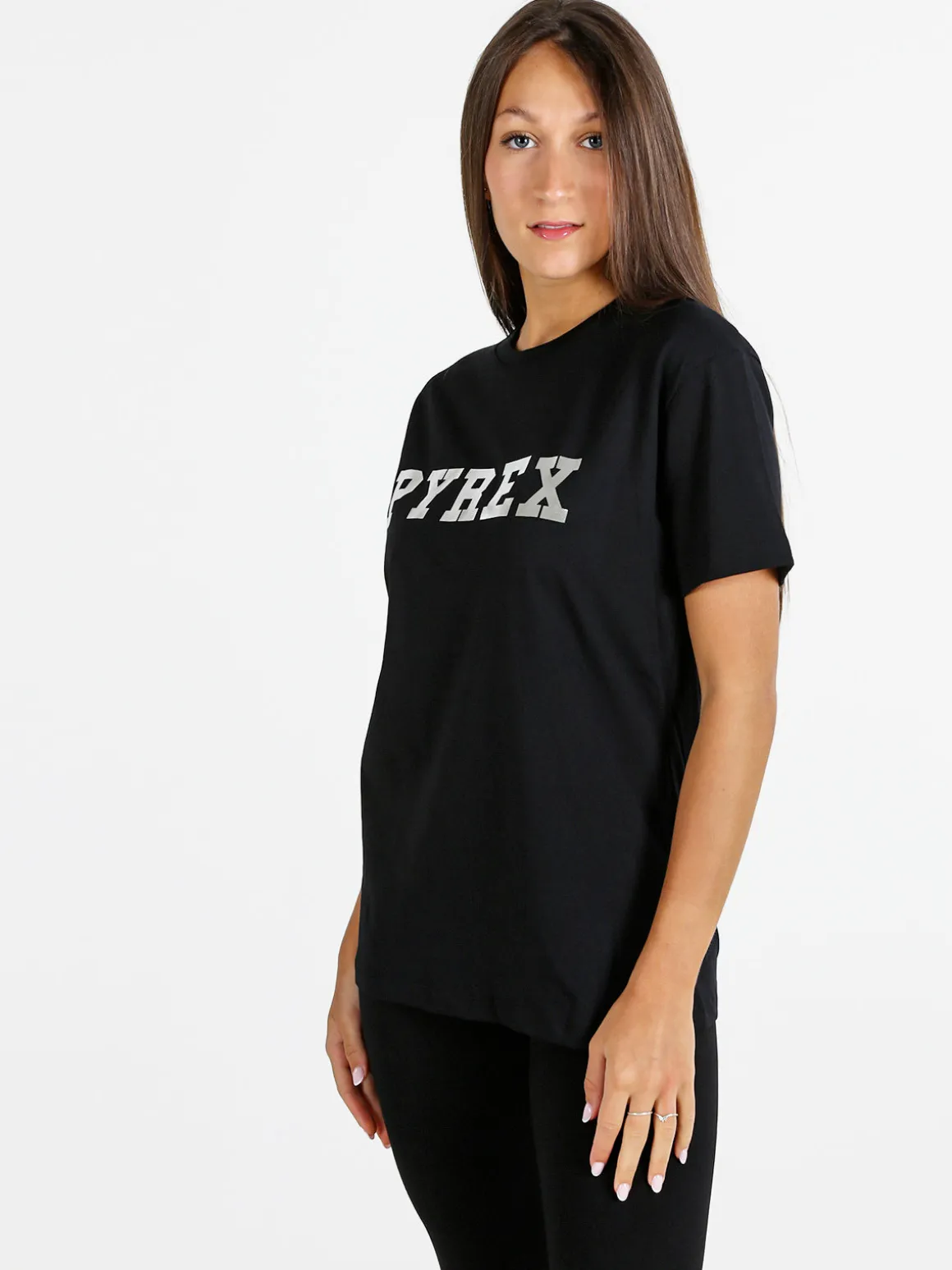 Pyrex T-shirt donna in cotone con logo - nero