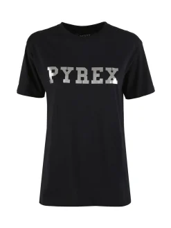 Pyrex T-shirt donna in cotone con logo - nero