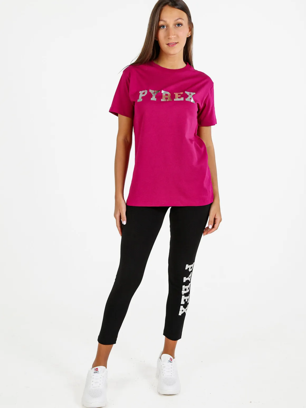Pyrex T-shirt donna in cotone con logo - porpora