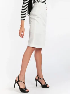 Radaus Gonna longuette donna con spacco - bianco