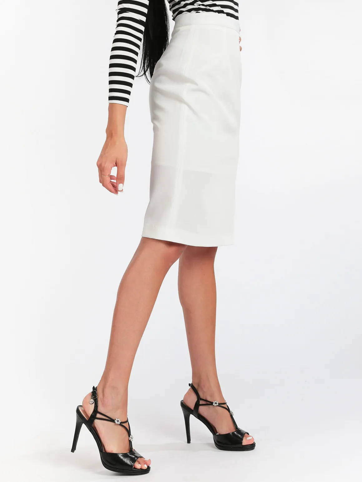 Radaus Gonna longuette donna con spacco - bianco