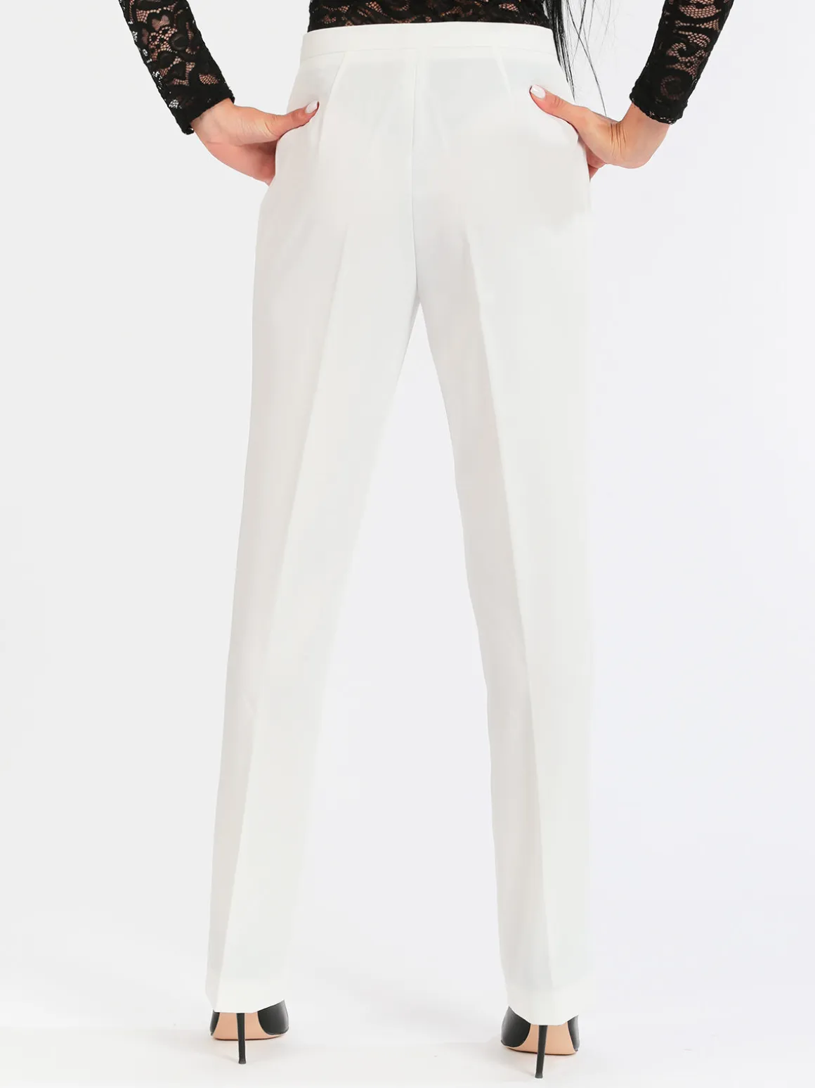 Radaus Pantaloni classici da donna a gamba dritta - bianco