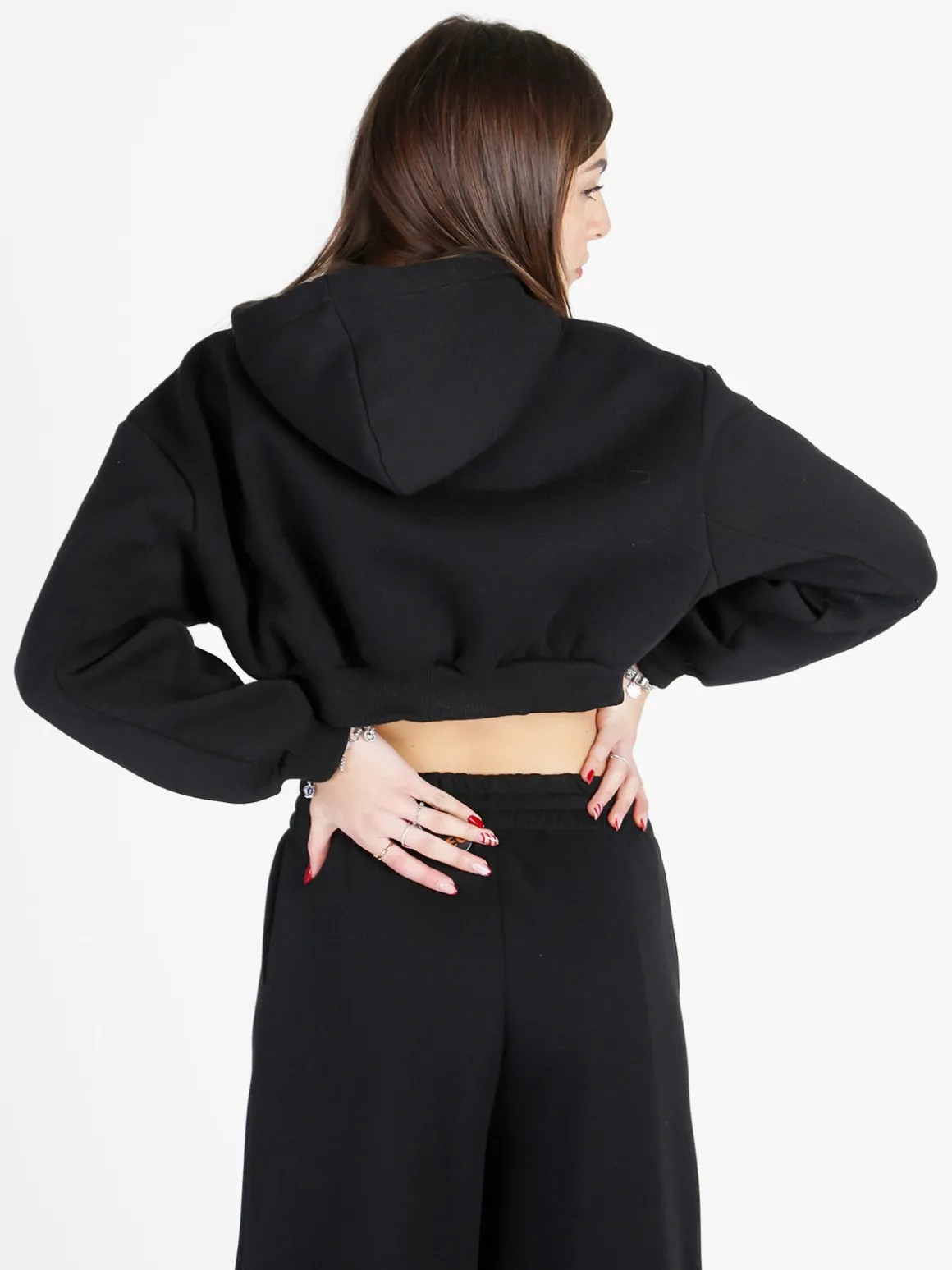 Raggi Lunari Felpa crop da donna con cappuccio