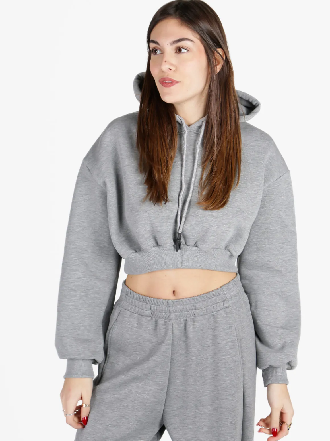 Raggi Lunari Felpa crop da donna con cappuccio