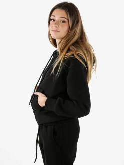 Raggi Lunari Felpa donna pesante con cappuccio e zip - nero