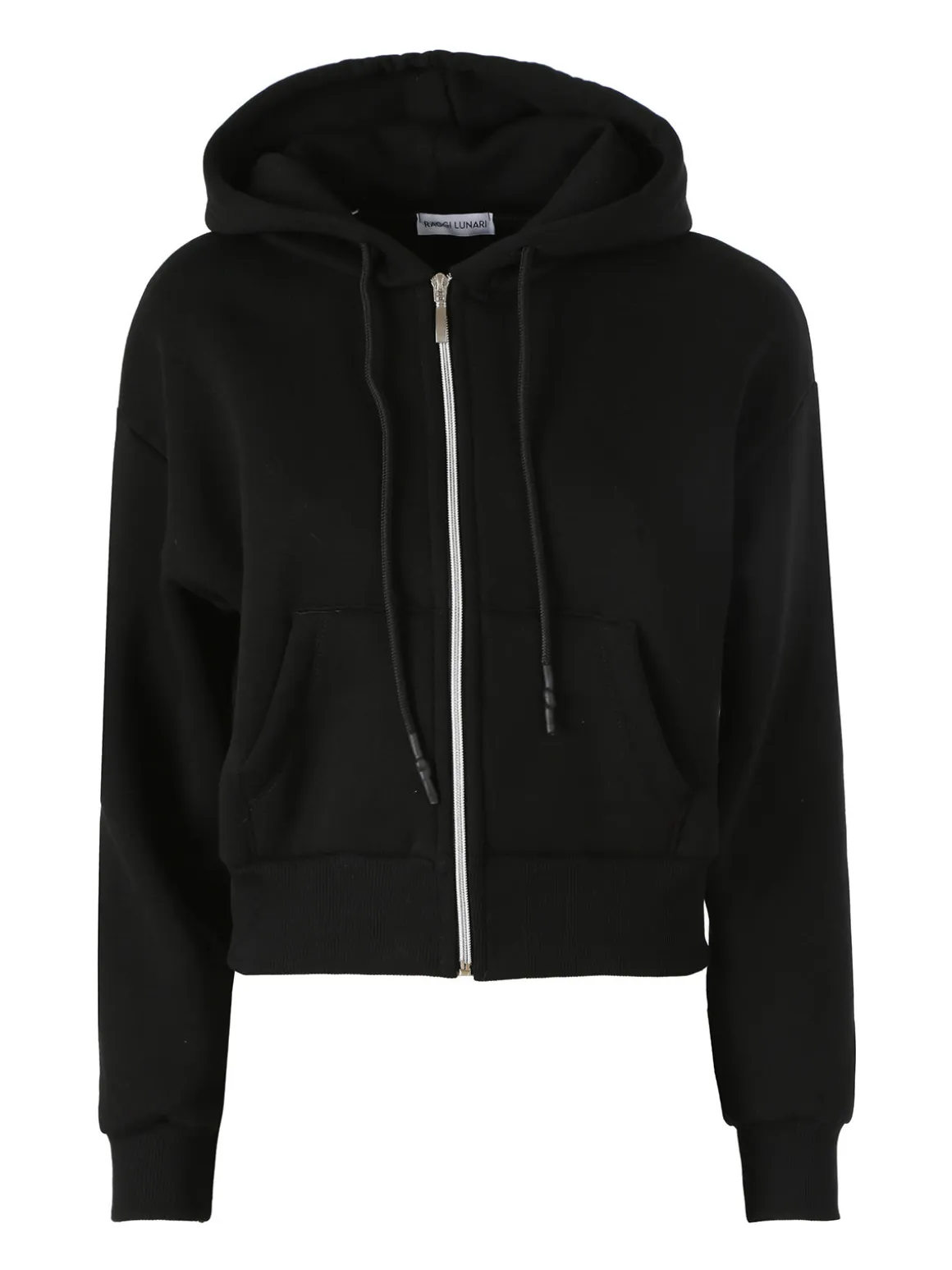 Raggi Lunari Felpa donna pesante con cappuccio e zip - nero