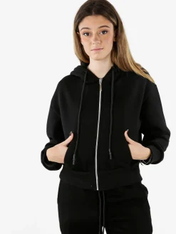 Raggi Lunari Felpa donna pesante con cappuccio e zip - nero