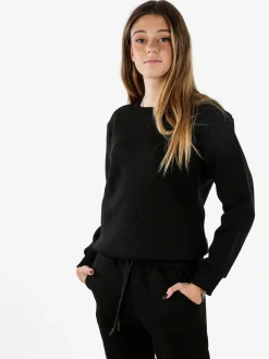 Raggi Lunari Felpa girocollo pesante da donna - nero