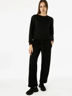 Raggi Lunari Pantaloni da donna in felpa a gamba larga con coulisse - nero