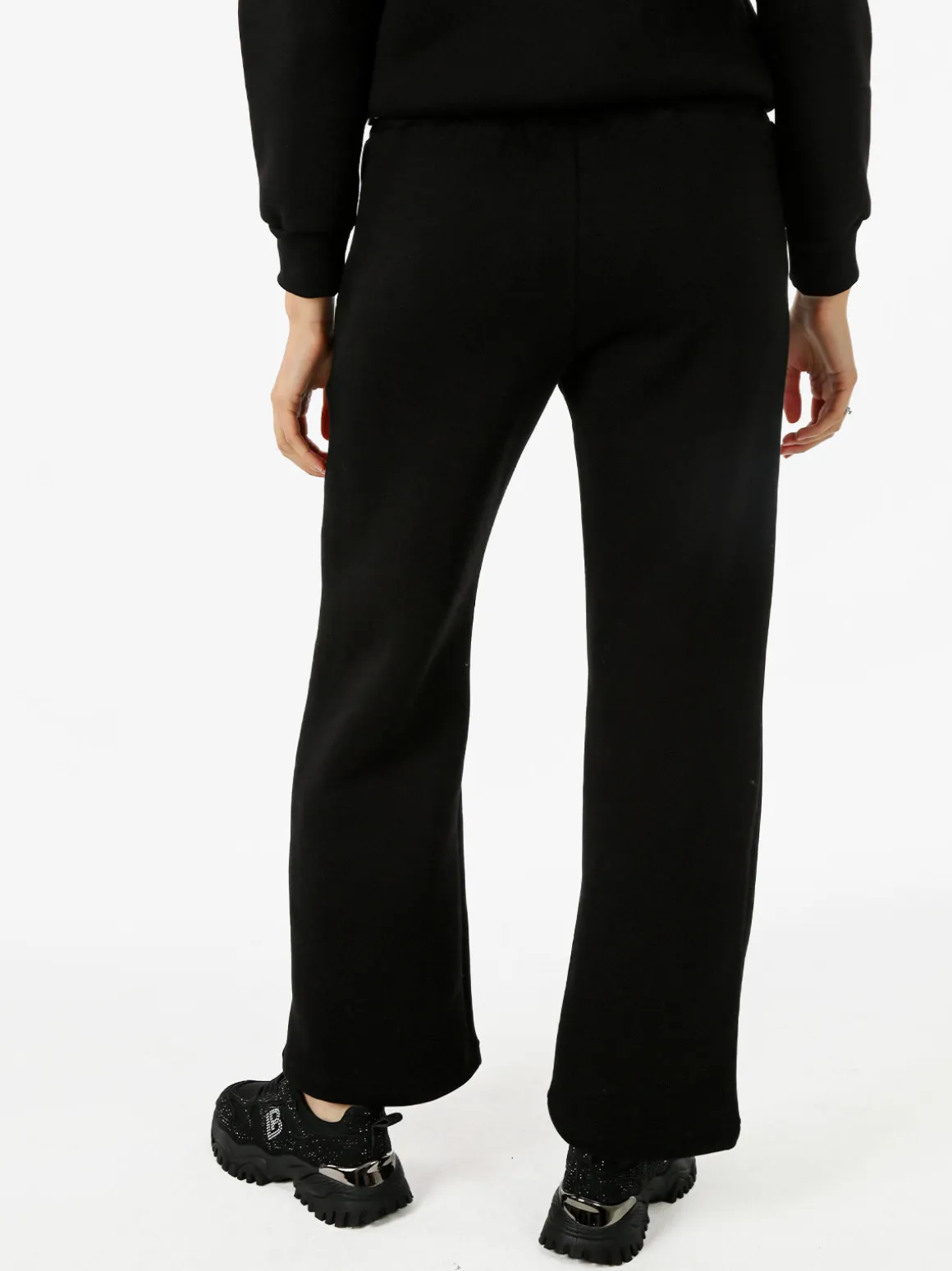 Raggi Lunari Pantaloni da donna in felpa a gamba larga con coulisse - nero