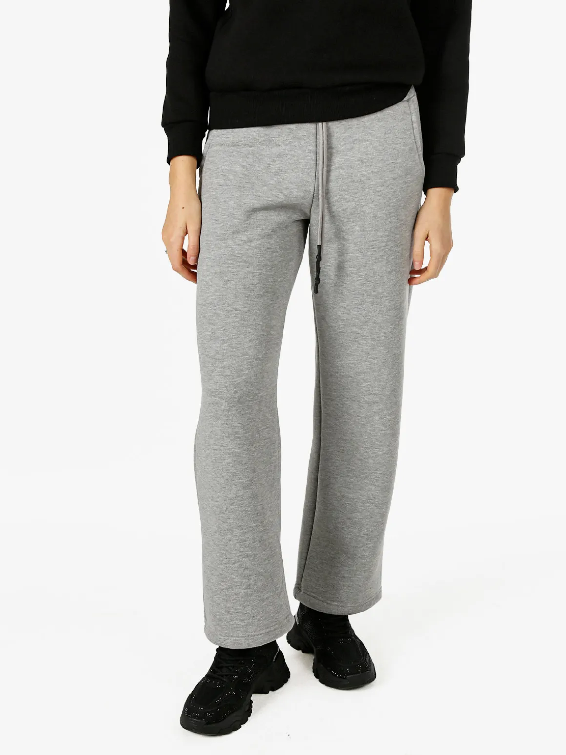 Raggi Lunari Pantaloni da donna in felpa a gamba larga con coulisse - grigio