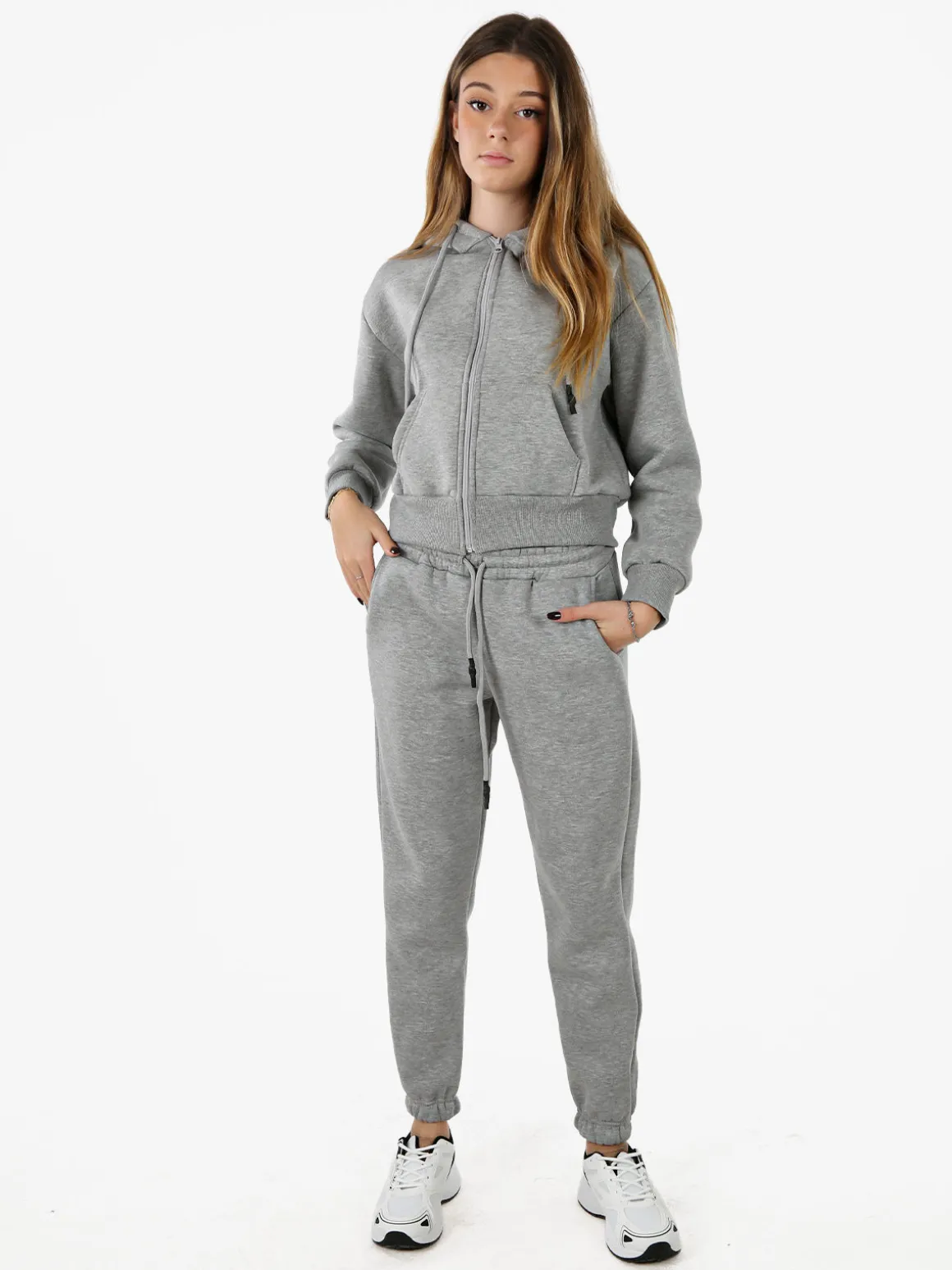 Raggi Lunari Pantaloni tuta da donna felpati con coulisse - grigio