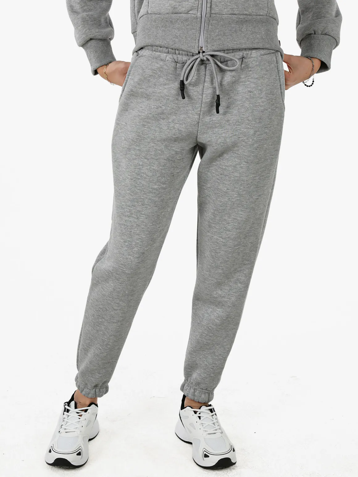 Raggi Lunari Pantaloni tuta da donna felpati con coulisse - grigio