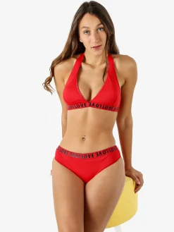 Rai7 Bikini donna a triangolo con fascia elasticizzata e slip - rosso