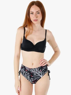 Rai7 Bikini donna con coppe imbottite e con ferretto e slip con coulisse laterali - nero