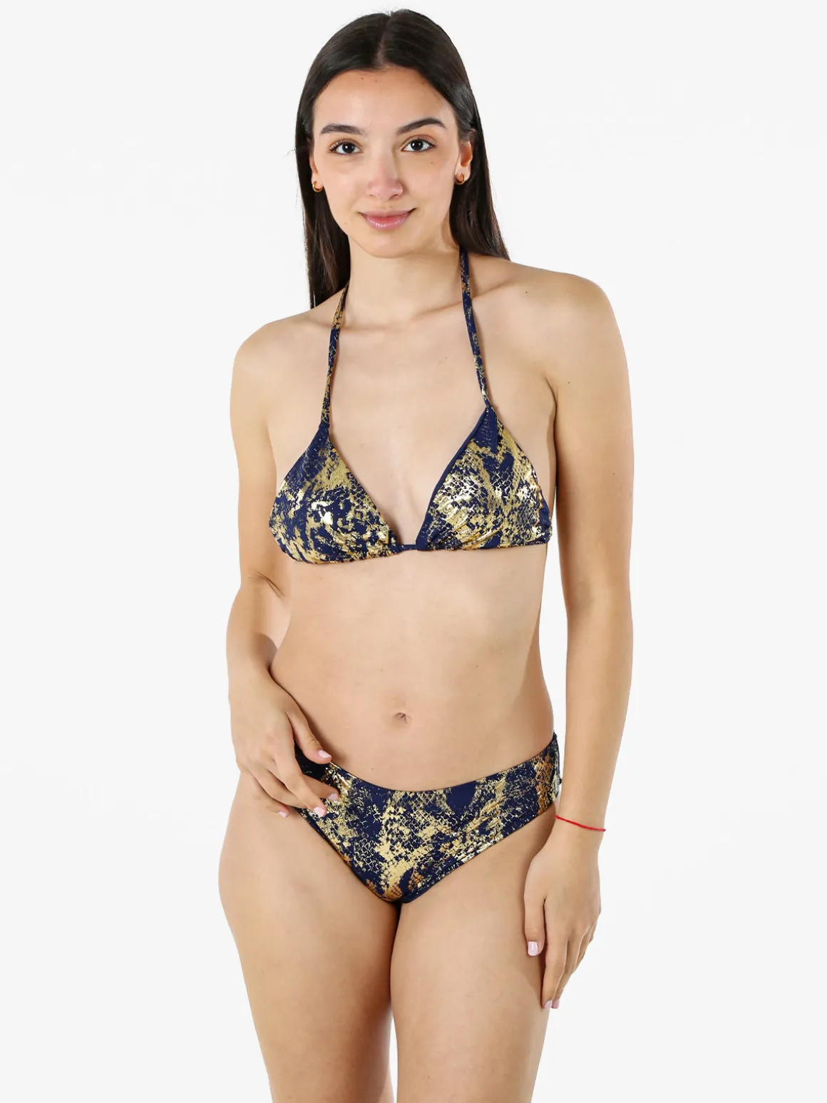 Rai7 Bikini donna con reggiseno imbottito a triangolo e slip - blu scuro