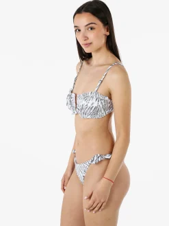 Rai7 Bikini donna zebrato con reggiseno a fascia e slip con laccetti - bianco