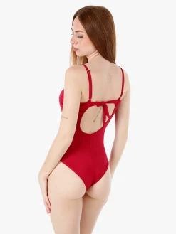 Rai7 Costume da bagno intero da donna con coppe imbottite e con ferretto - bordeaux