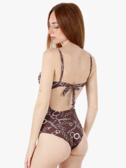 Rai7 Costume da bagno intero da donna con coppe imbottite e con ferretto - marrone