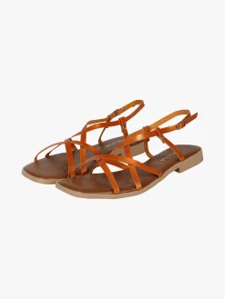 Rebecca - Made In Italy Sandali bassi in pelle da donna con fascette incrociate
