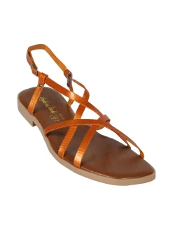 Rebecca - Made In Italy Sandali bassi in pelle da donna con fascette incrociate