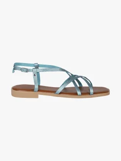 Rebecca - Made In Italy Sandali bassi in pelle da donna con fascette incrociate