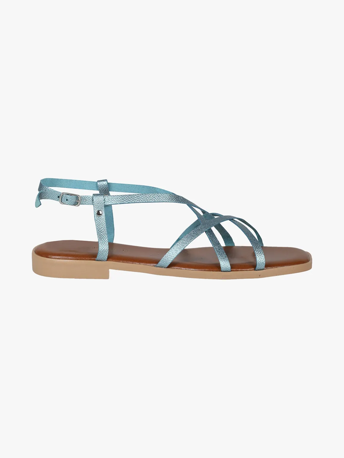 Rebecca - Made In Italy Sandali bassi in pelle da donna con fascette incrociate