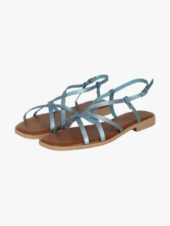 Rebecca - Made In Italy Sandali bassi in pelle da donna con fascette incrociate