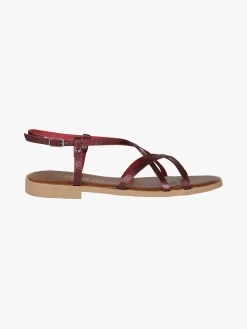 Rebecca - Made In Italy Sandali bassi in pelle da donna con fascette incrociate